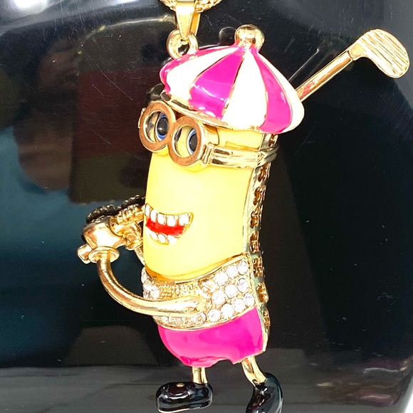 Betsey Johnson | Jewelry | Betsey Johnson Enamel Pink Minion Pendant Necklace | Poshmark